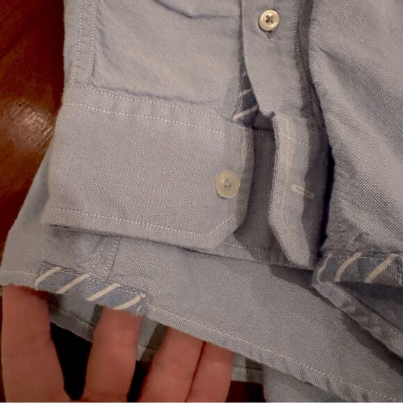 American Eagle AEO Button Down Long Sleeve Shirt Blue Preppy Cotton Mens Medium - Picture 12 of 14